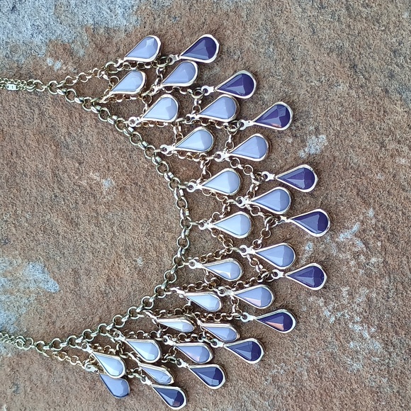 Elegant Gold and Purple Teardrop Layered Necklace - Picture 3 of 4